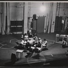 The cast and production team in rehearsal for the stage production The Loud Red Patrick