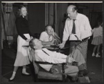 Nancy Devlin, Arthur Kennedy, David Wayne and unidentified [crew member] in rehearsal for the stage production The Loud Red Patrick