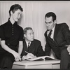 Leslie Stevens, Norman Rose and unidentified [left] in the stage production The Lovers