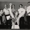 Philip Bruns, Melina Mercouri [center] and unidentified others in the 1972 stage production Lysistrada