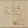 Letter to John F. Bacon, Clerk &c, Court room, City Hall, N. Y.