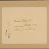 Letter to Thomas Jones, care of Dr. Walter Jones