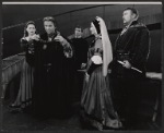 Faye Dunaway, Emlyn Williams, Carol Goodner, and unidentified cast members in the stage production A Man for All Seasons