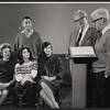 Pippa Scott, Julie Parrish, Macdonald Carey and unidentified others in rehearsal for the stage production Memo