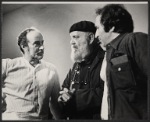 John Dexter, Zero Mostel and playwright Arnold Wesker in rehearsal for the stage production The Merchant