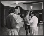 Larry Gates, Nancy Wickwire, Jack Landau and unidentified in rehearsal for the 1959 American Shakespeare Festival production of The Merry Wives of Windsor