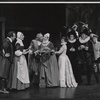 Patrick Hines, Nancy Marchand, Larry Gates, Nancy Wickwire, Barbara Barrie, Will Geer and unidentified others in the 1959 American Shakespeare Festival production of The Merry Wives of Windsor