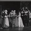 Patrick Hines, Nancy Marchand, Larry Gates, Nancy Wickwire, Barbara Barrie, Will Geer and unidentified others in the 1959 American Shakespeare Festival production of The Merry Wives of Windsor