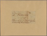 Letter to Dr. [John] Kearsley, Philadelphia