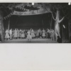Carol Haney (center), Shirley MacLaine (2nd from left), and cast in the stage production Pajama Game
