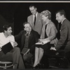 John Frankenheimer, Joseph Hayes, Janet Gaynor and unidentified others in the stage production The Midnight Sun