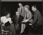 John Frankenheimer, Joseph Hayes, Janet Gaynor and unidentified others in the stage production The Midnight Sun