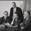 Reginald Denham, George Oppenheimer, Nancy Kelly and Arthur Kober in rehearsal for the stage production A Mighty Man is He