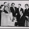 Arthur Marx [in checkered jacket] Arthur Whitelaw [second from right] Larry Grossman [at keyboard] in the stage production Minnie's Boys