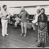 David Sabin, Bette Davis [seated], Anne Francine, Nell Carter and Marion Ramsey in rehearsal for the pre-Broadway tryout of the stage production Miss Moffat