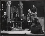 Rod Steiger [seated at center], Roy Poole [standing at right], Bruno Gerussi [on platform], Frances Hyland and ensemble in the stage production Moby Dick