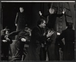 Roy Poole and Rod Steiger [standing on upstage platform] in the stage production Moby Dick