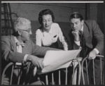 Shepard Traube, Patricia Jessel and Denholm Elliott in rehearsal for the stage production Monique