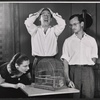 Anne Meacham, Michael Hordern and Wally Cox in rehearsal for the stage production Moonbirds