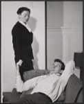 Siobhan McKenna and unidentified in rehearsal for the stage production Motel