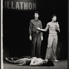 Kelly Garrett [floor] and Rick Podell in the stage production Mother Earth