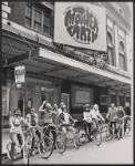 Ensemble publicity photo outside the theatre for the stage production Mother Earth