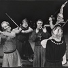 Patrick Hines, Joseph Wiseman [center] and unidentified others in the 1966 American Shakespeare Festival production of Murder in the Cathedral