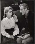 Pamela Charles and Edward Mulhare in the stage production My Fair Lady