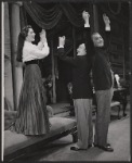 Anne Rogers, Hugh Dempster and Brian Aherne in the 1957 tour of the stage production My Fair Lady