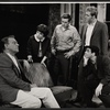 Dennis O'Keefe, Nancy Franklin, Martin Sheen, Lawrence Pressman and Gino Conforti in the stage production Never Live Over a Pretzel Factory