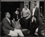 Dennis O'Keefe, Nancy Franklin, Martin Sheen, Lawrence Pressman and Gino Conforti in the stage production Never Live Over a Pretzel Factory