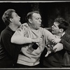 Lawrence Pressman, Dennis O'Keefe and Martin Sheen in the stage production Never Live Over a Pretzel Factory