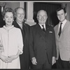 Maureen O'Sullivan, Paul Ford, President Harry Truman and Orson Bean in rehearsal for the stage production Never Too Late