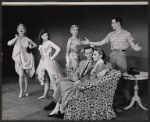 Virginia Martin [left] Inga Swenson [sofa] and unidentified others in the stage production New Faces of 1956