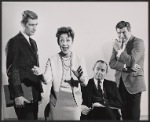 Richard Mulligan, Barnard Hughes, Robert Preston and unidentified [second from left] in rehearsal for the stage production Nobody Loves an Albatross