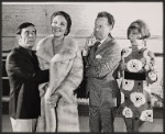 Norman Wisdom, Roni Dengel, Rex Garner and Joan Bassie in rehearsal for the stage production Not Now, Darling