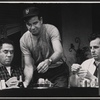 Walter Matthau (center) and unidentified cast members in the stage production The Odd Couple.