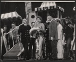 Tony Randall, Abbe Lane [center] and unidentified others in the stage production Oh Captain!