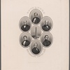 Governors of the New England States, 1862. [Center, and then clockwise from top:] Bunker Hill Monument. Maine. Israel Washburn Jr. Vermont. Frederick Holbrook. William Sprague, Rhode Island. Connecticut. Wm. A. Buckingham. John A. Andrew, Massachusetts. New Hampshire. Nathaniel S. Berry