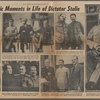 Historic moments in the life of dictator Stalin. [Spread with eight photographs.]