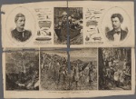 The exploration of Central Africa. Scenes in equatorial Africa and incidents of the expedition, from sketches by Henry M. Stanley. [Clockwise, from top, left:] Henry M. Stanley in 1878. African arms and implements. The [?]ce." African arms and implements. Henry M. Stanley in 1872. [Bottom, from left to right:] Kisuna Waterfall, Lake Tanganika. The portable boat. Cutting a passage for canoes.