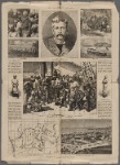 Stanley's explorations in Central Africa. [Top, clockwise, from top left:] Stanley and his captains.  Henry M. Stanley. (From a photograph by J.E. Brunton, Capetown, Africa.) Wives of the captains of Stanley's expedition. Lake Tanganika. Lake Bangweolo. [Center, from left to right:] Manwa-Sera, Stanley's captain. Stanley and his African followers on board the British government steamer Industry. Sketched during the journey from Saint Paul de Loanda to Capetown