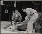 Harry Guardino [center], John McLiam [right] and unidentified in the stage production One More River