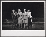 Janie Sell, Patty Andrews, Maxene Andrews and John Travolta in the stage production Over Here!