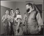 Felix Munso [left], Delmar Roos [second from right], Walter Blocher Jr. [right] and unidentified [second from left] in the 1962 stage production Pilgrim's Progress