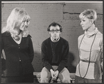 Barbara Brownell, Woody Allen and Diana Walker in rehearsal for the stage production Play It Again, Sam