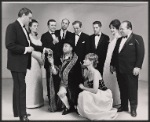 Charles Gray, Diana Muldaur, Donald Pleasence, Nancy Reardon, Roy Poole [center] and unidentified others in the stage production Poor Bitos