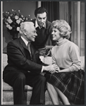 Charles Ruggles, Derek Godfrey and Betsy Palmer in the stage production Roar Like a Dove