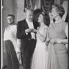 Peter Ustinov, Fred Clark, Elizabeth Allen and Natalie Schafer in the stage production Romanoff and Juliet