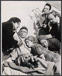 Lucy Saroyan, George Bartenieff, Jerome Dempsey, Ron Leibman and unidentified others [left] in the 1970 stage production of Room Service
